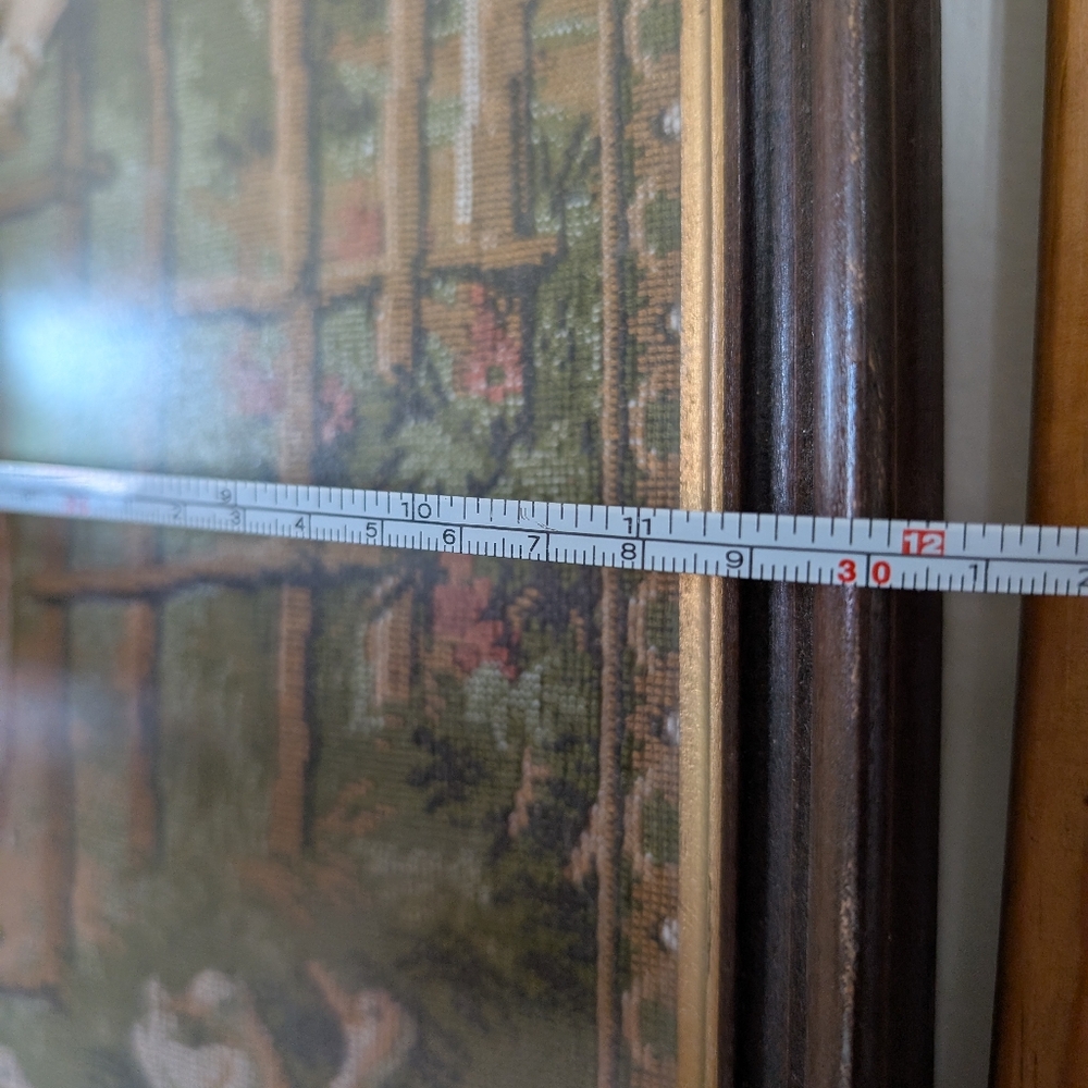 Beautifully Framed Tapestry French Or Victorian Style Antique Vintage Farmhouse - Picture 16 of 17